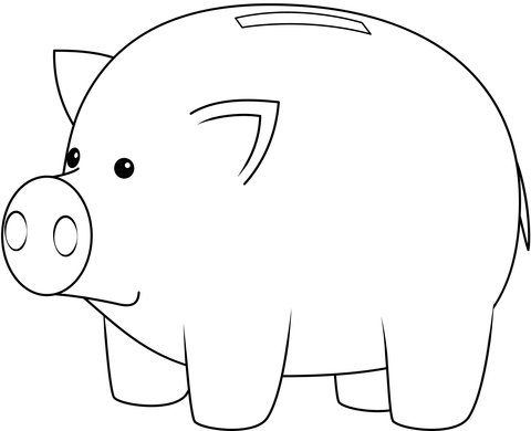 Piggy Bank From Pig Coloring Page